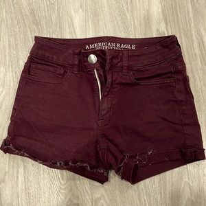 American Eagle Maroon Hi-Rise Shorties, Size 2